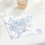 50 Pack 2-Ply Paper Beverage Napkins in Matte Blue and White French Toile Floral Pattern, Highly Absorbent Soft Disposable Cocktail Napkins