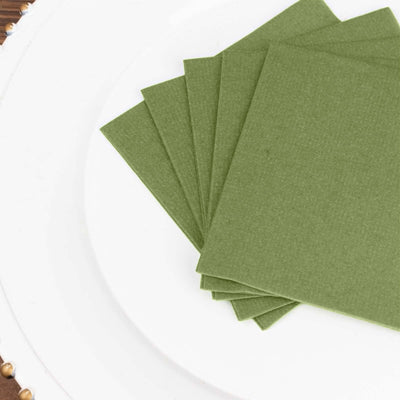 20 Pack Linen-Like Paper 5"x5" Napkins Olive Green - Highly Absorbent Airlaid Napkins
