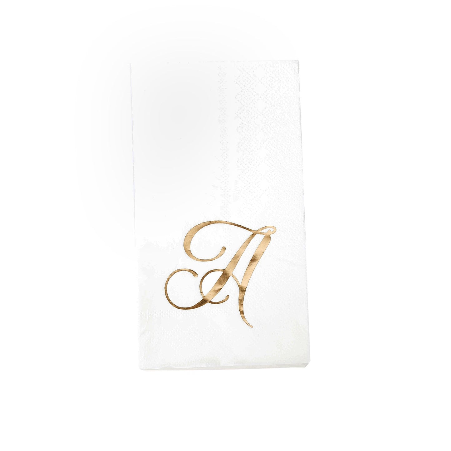 100 Paper Dinner Napkins White with Gold Foil Monogram "A" â€“ 8"x4" Folded, Disposable Party Napkins