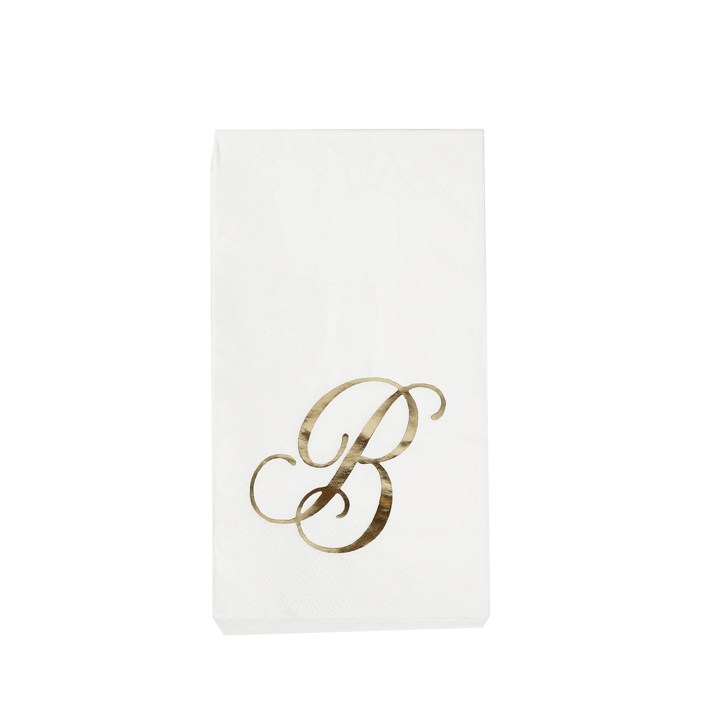 100 Paper Dinner Napkins White with Gold Foil Monogram "B" â€“ 8"x4" Folded, Disposable Party Napkins
