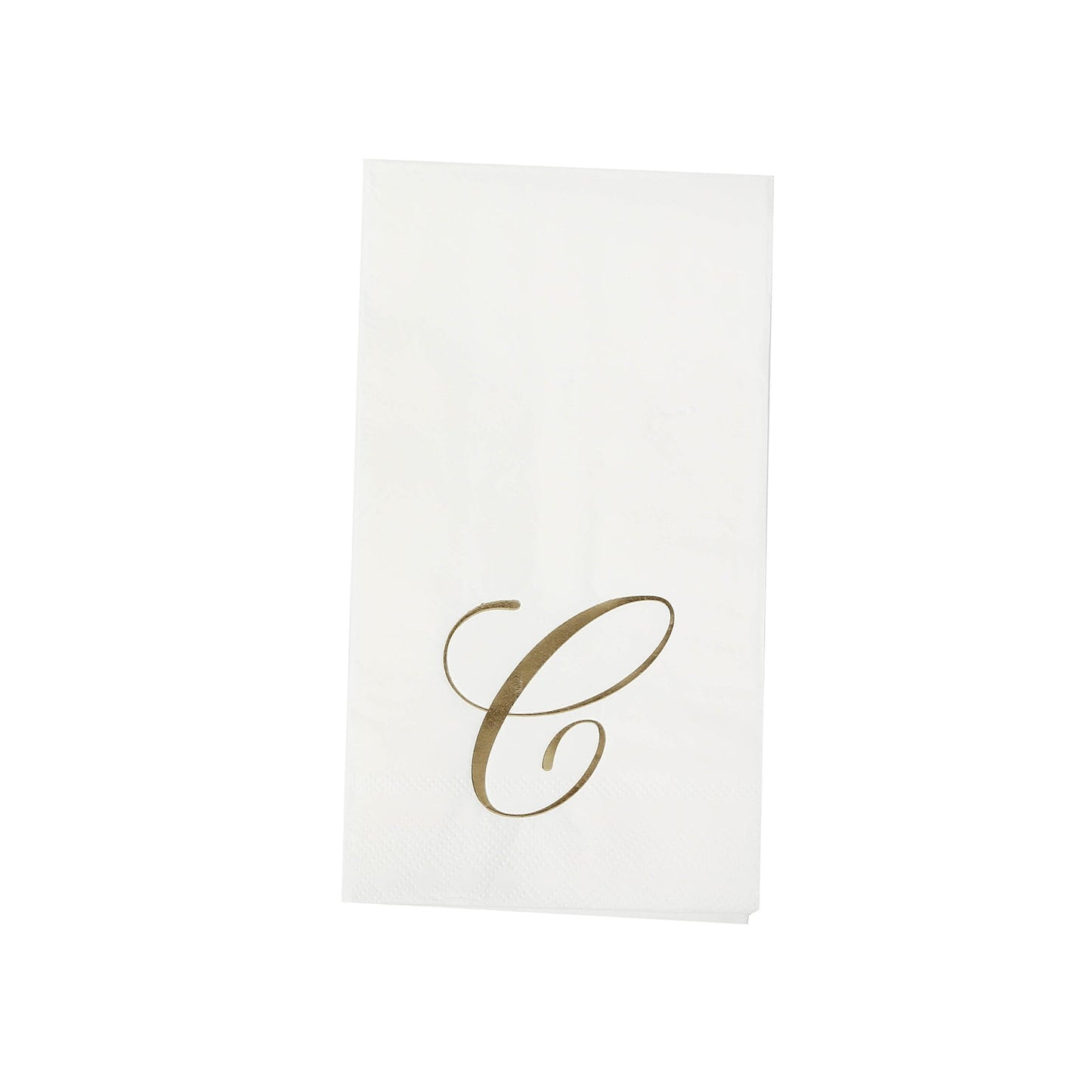 100 Paper Dinner Napkins White with Gold Foil Monogram "C" â€“ 8"x4" Folded, Disposable Party Napkins