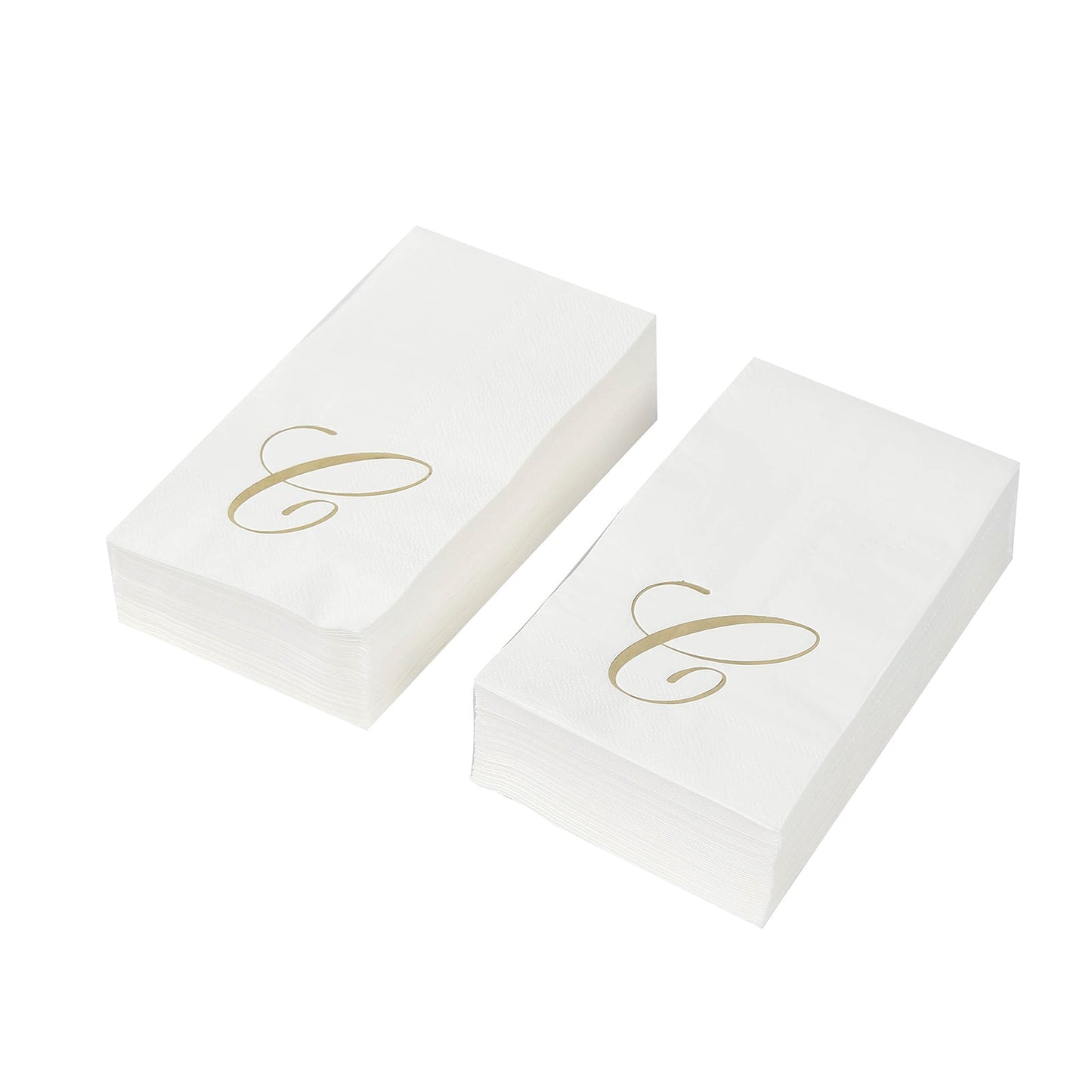 100 Paper Dinner Napkins White with Gold Foil Monogram "C" â€“ 8"x4" Folded, Disposable Party Napkins