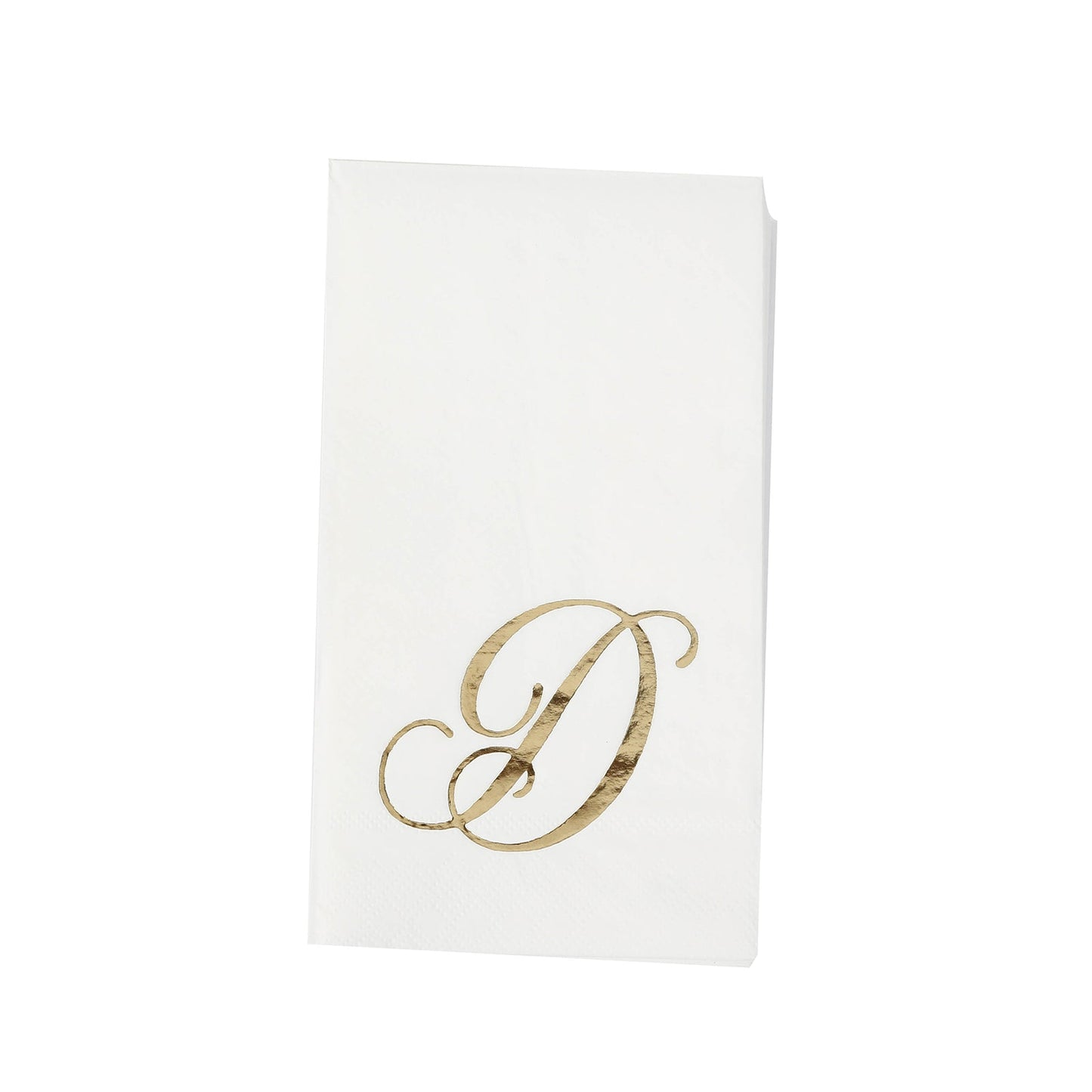 100 Paper Dinner Napkins White with Gold Foil Monogram "D" â€“ 8"x4" Folded, Disposable Party Napkins
