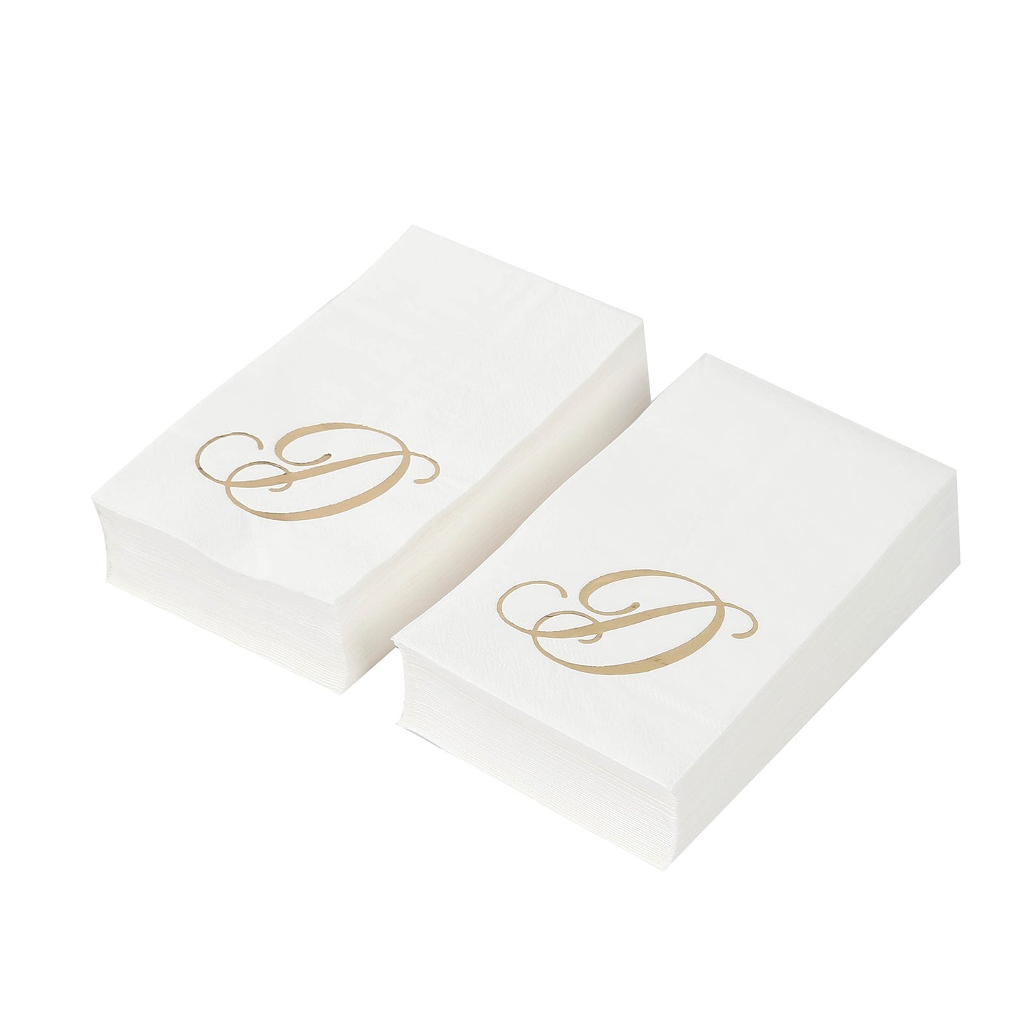 100 Paper Dinner Napkins White with Gold Foil Monogram "D" â€“ 8"x4" Folded, Disposable Party Napkins