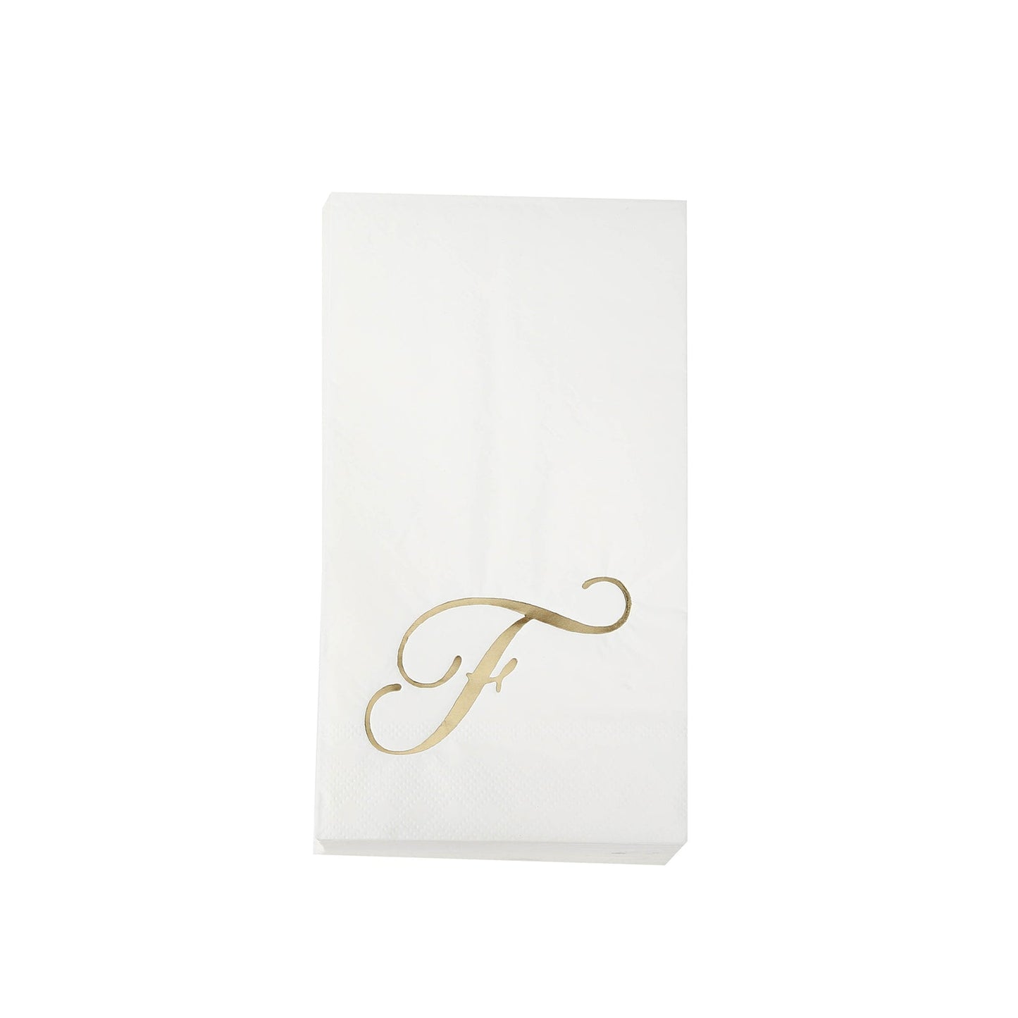100 Paper Dinner Napkins White with Gold Foil Monogram "F" â€“ 8"x4" Folded, Disposable Party Napkins