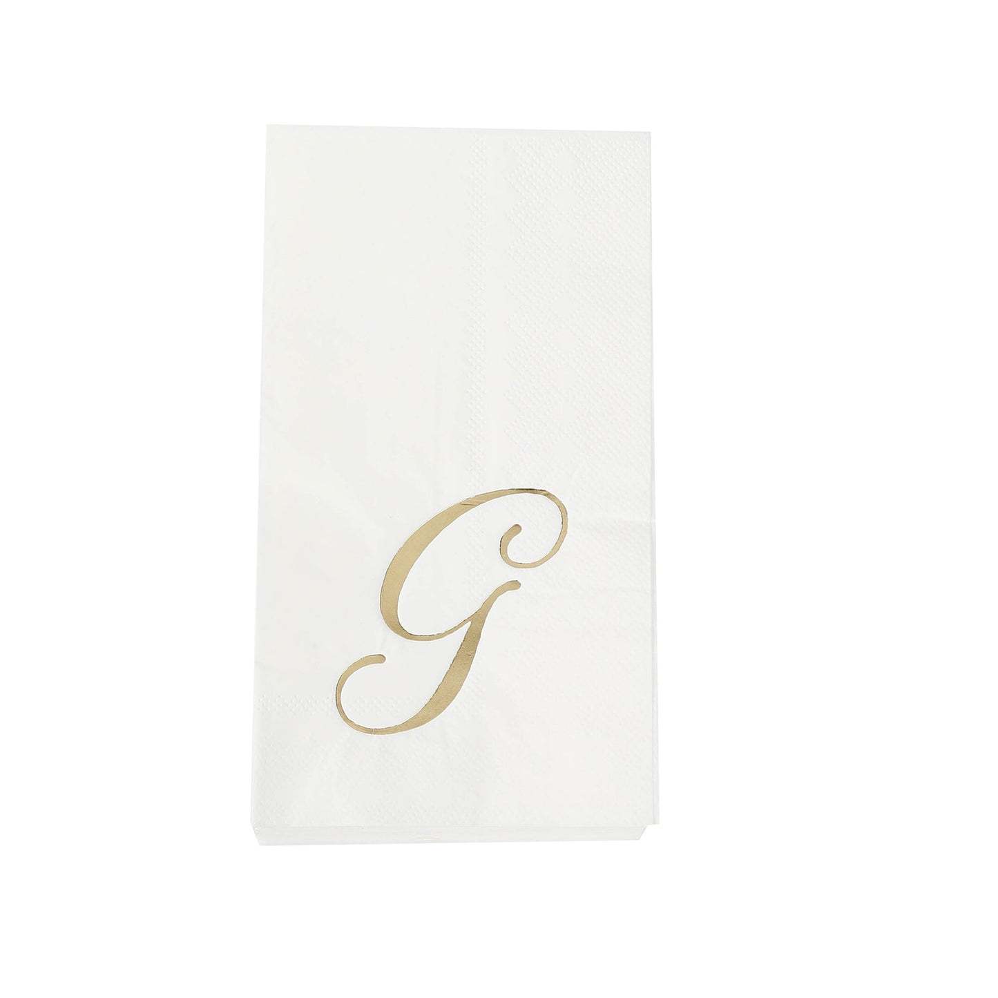 100 Paper Dinner Napkins White with Gold Foil Monogram "G" â€“ 8"x4" Folded, Disposable Party Napkins