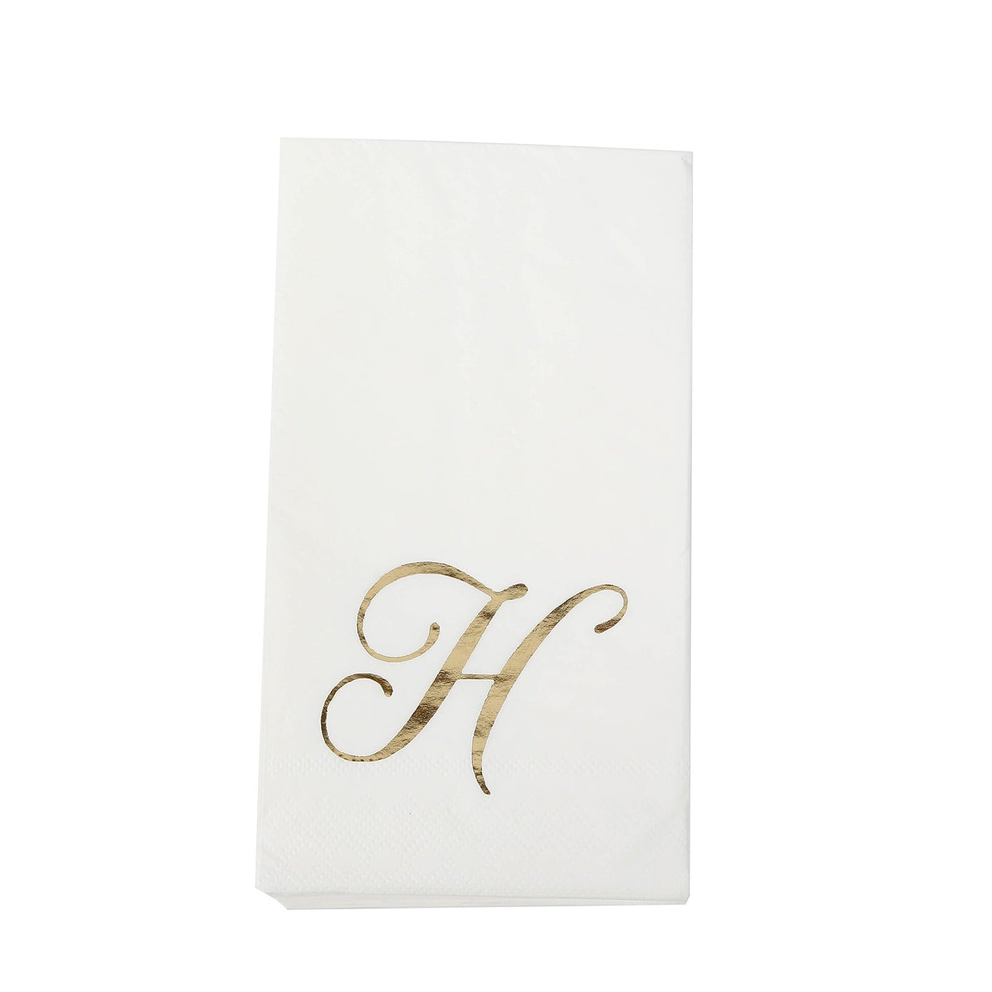 100 Paper Dinner Napkins White with Gold Foil Monogram "H" â€“ 8"x4" Folded, Disposable Party Napkins