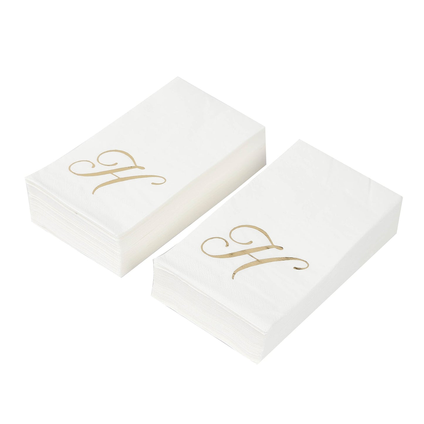100 Paper Dinner Napkins White with Gold Foil Monogram "H" â€“ 8"x4" Folded, Disposable Party Napkins