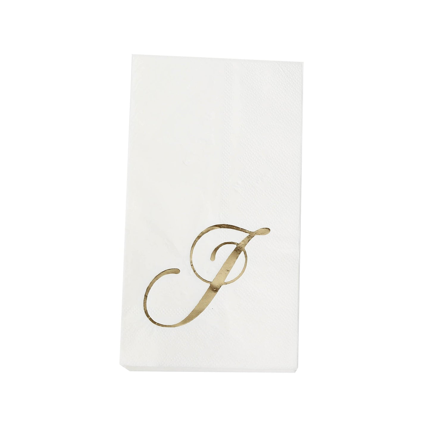 100 Paper Dinner Napkins White with Gold Foil Monogram "J" â€“ 8"x4" Folded, Disposable Party Napkins