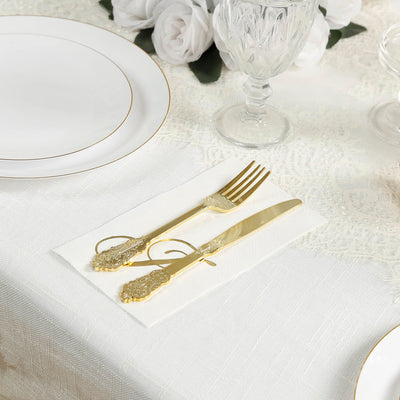 100 Paper Dinner Napkins White with Gold Foil Monogram "J" â€“ 8"x4" Folded, Disposable Party Napkins
