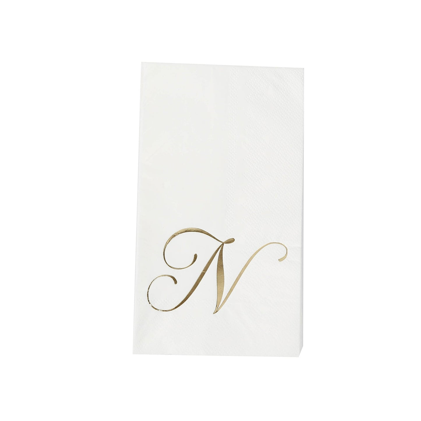 100 Paper Dinner Napkins White with Gold Foil Monogram "N" â€“ 8"x4" Folded, Disposable Party Napkins