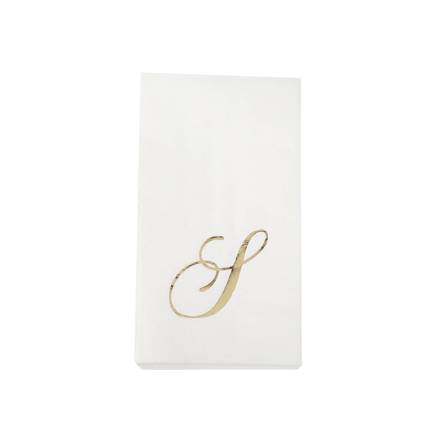 100 Paper Dinner Napkins White with Gold Foil Monogram "S" â€“ 8"x4" Folded, Disposable Party Napkins