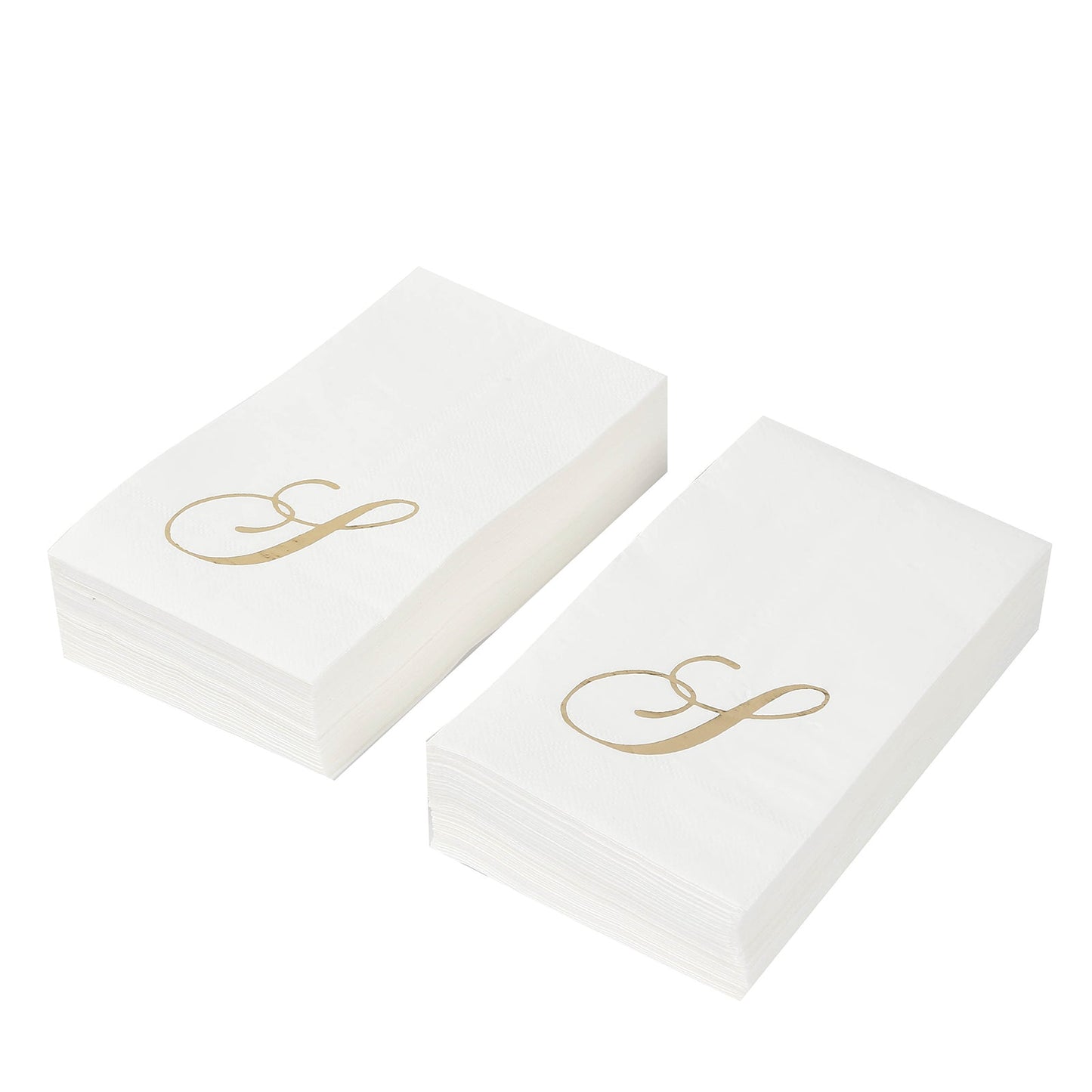 100 Paper Dinner Napkins White with Gold Foil Monogram "S" â€“ 8"x4" Folded, Disposable Party Napkins