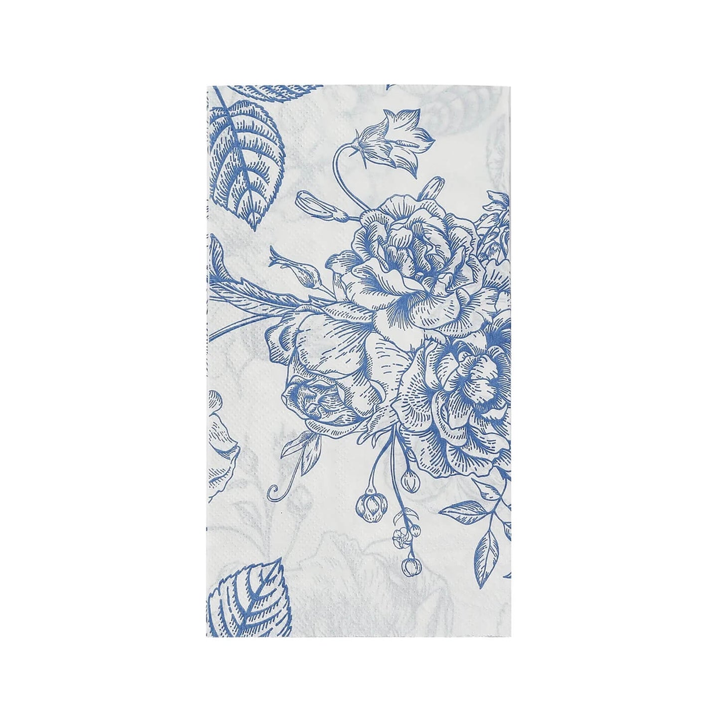 50-Pack Paper Dinner Napkins White with Matte Blue French Toile Floral Pattern 2-Ply - Stylish Disposable Napkins for Events