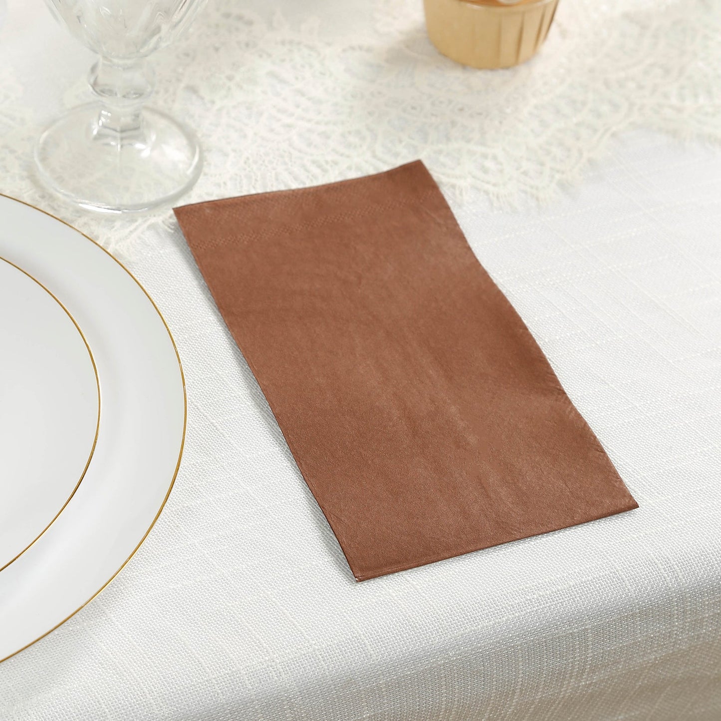 50-Pack Paper Napkins Cinnamon Brown - Soft Disposable 2-Ply Dinner Napkins for Weddings