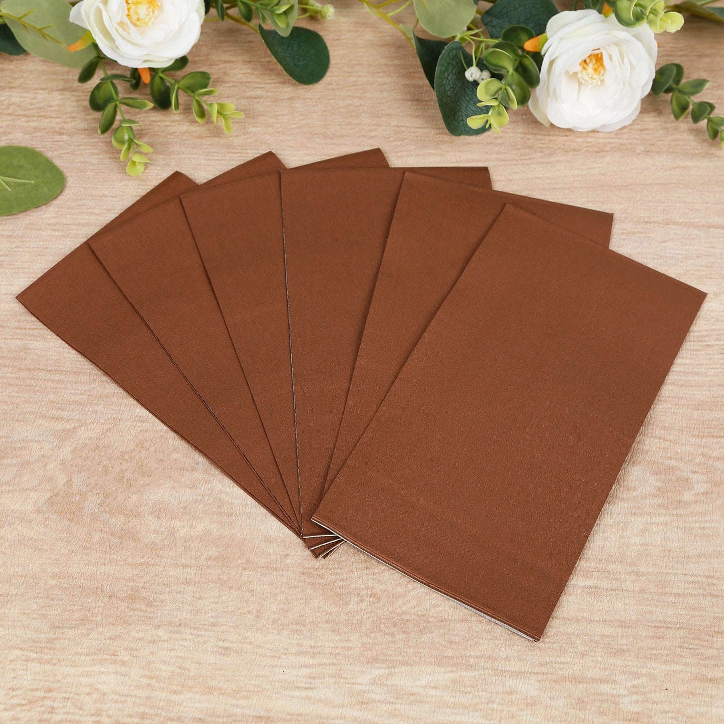 50-Pack Paper Napkins Cinnamon Brown - Soft Disposable 2-Ply Dinner Napkins for Weddings