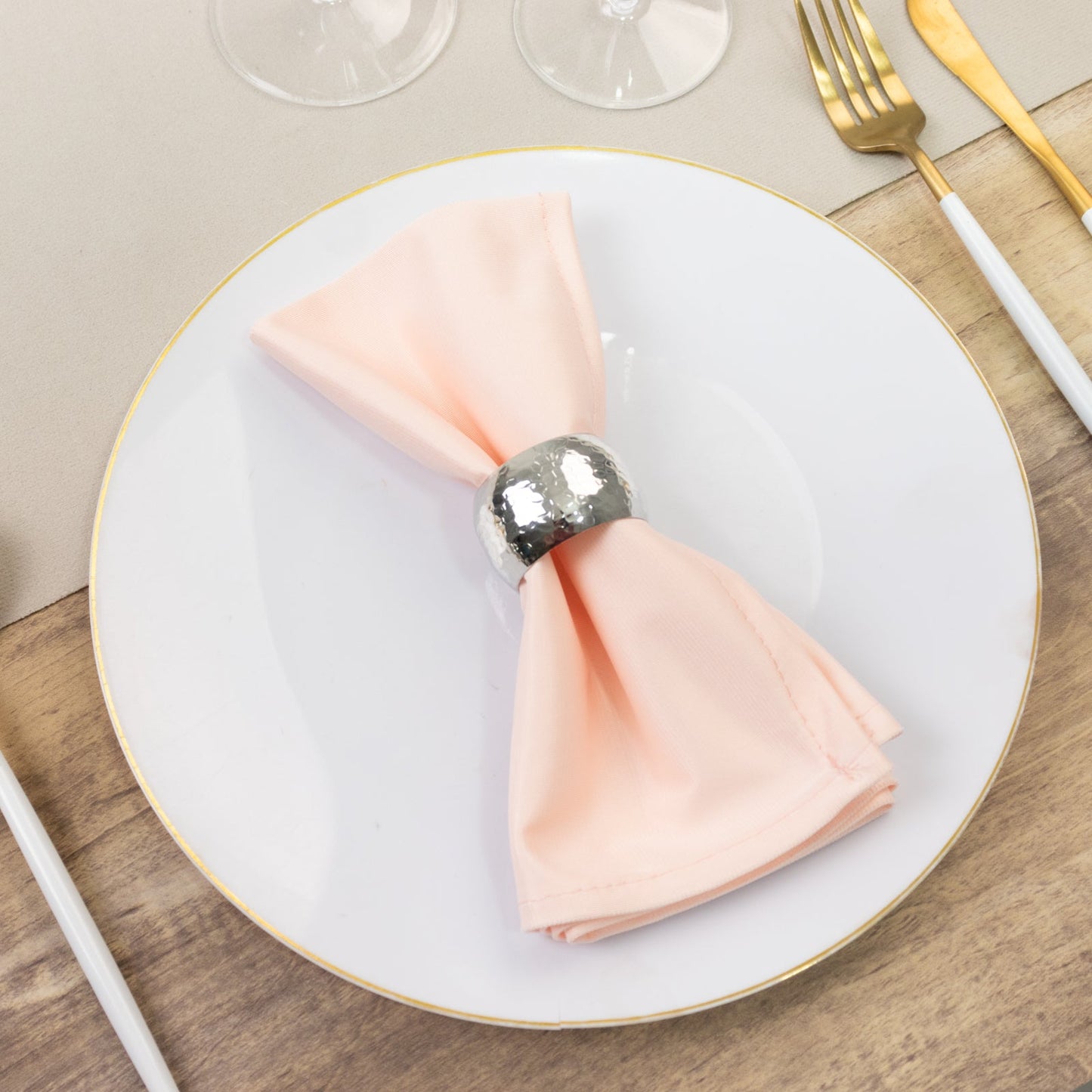 5 Pack Blush Scuba Napkins â€“ 17"x17", Wrinkle-Free & Stain Resistant Cloth Napkins