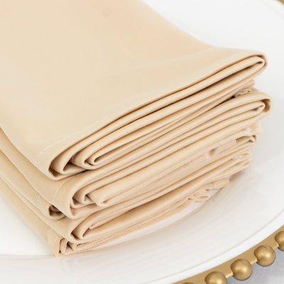 5 Pack Beige Scuba Napkins â€“ 17"x17", Wrinkle-Free & Stain Resistant Cloth Napkins