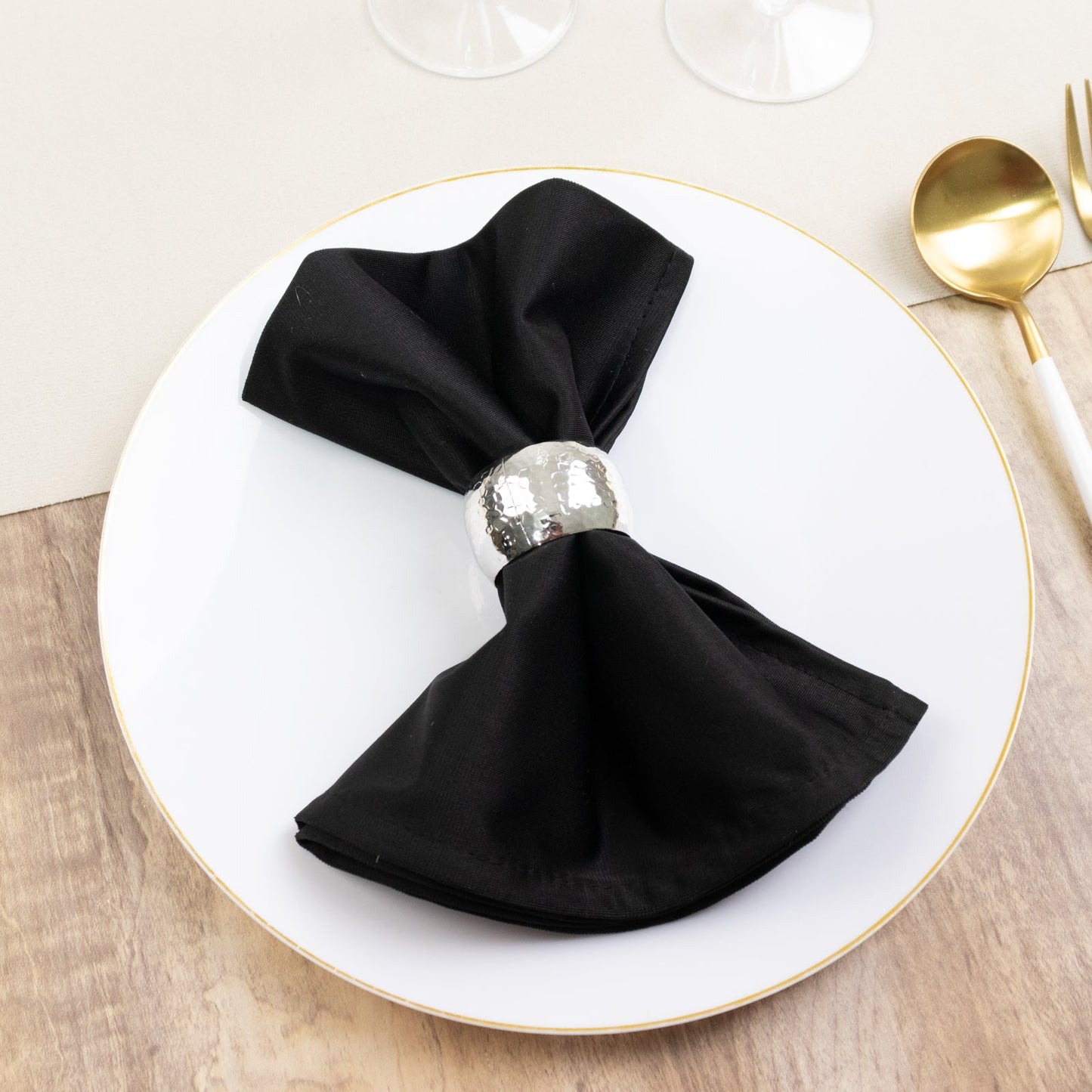 5 Pack Black Scuba Napkins â€“ 17"x17", Wrinkle-Free & Stain Resistant Cloth Napkins