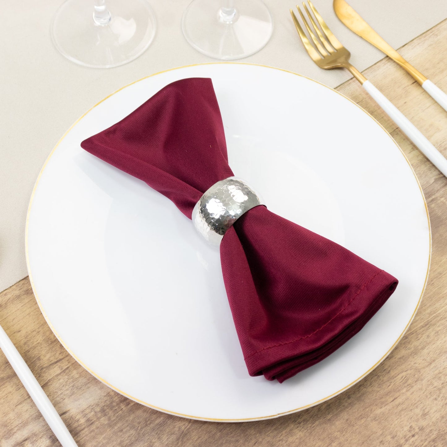 5 Pack Burgundy Scuba Napkins â€“ 17"x17", Wrinkle-Free & Stain Resistant Cloth Napkins