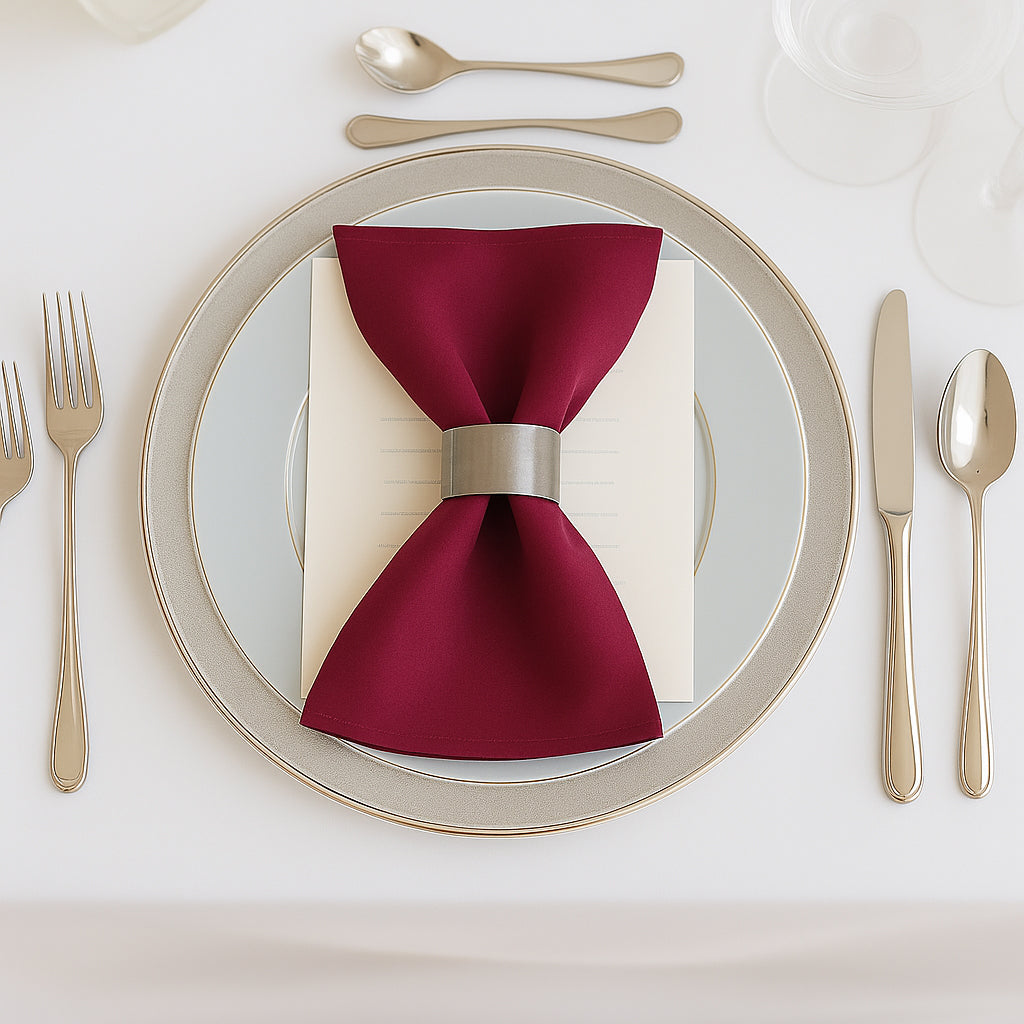 5 Pack Burgundy Scuba Napkins â€“ 17"x17", Wrinkle-Free & Stain Resistant Cloth Napkins