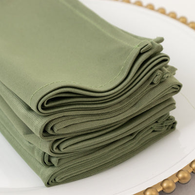 5 Pack Dusty Sage Green Scuba Napkins â€“ 17"x17", Wrinkle-Free & Stain Resistant Cloth Napkins
