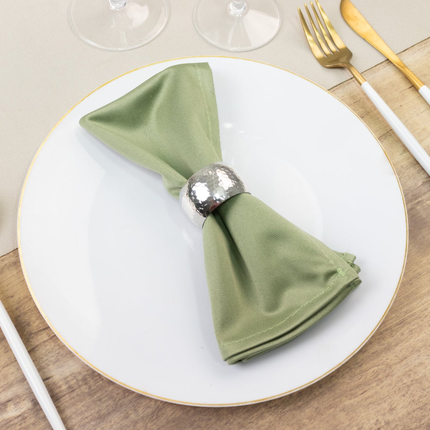 5 Pack Dusty Sage Green Scuba Napkins â€“ 17"x17", Wrinkle-Free & Stain Resistant Cloth Napkins