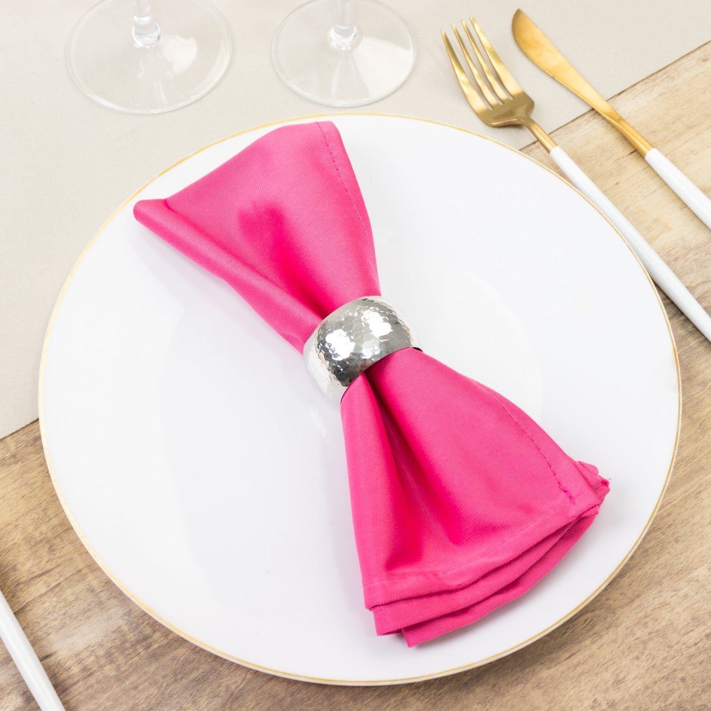5 Pack Fuchsia Scuba Napkins â€“ 17"x17", Wrinkle-Free & Stain Resistant Cloth Napkins
