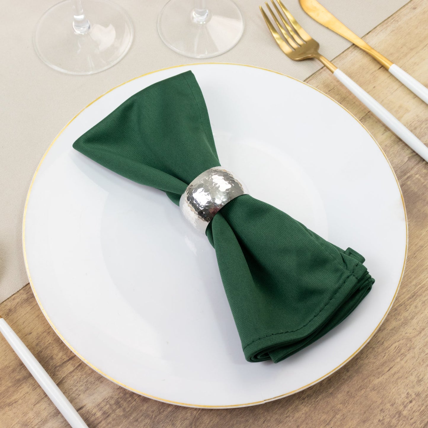 5 Pack Hunter Emerald Green Scuba Napkins â€“ 17"x17", Wrinkle-Free & Stain Resistant Cloth Napkins