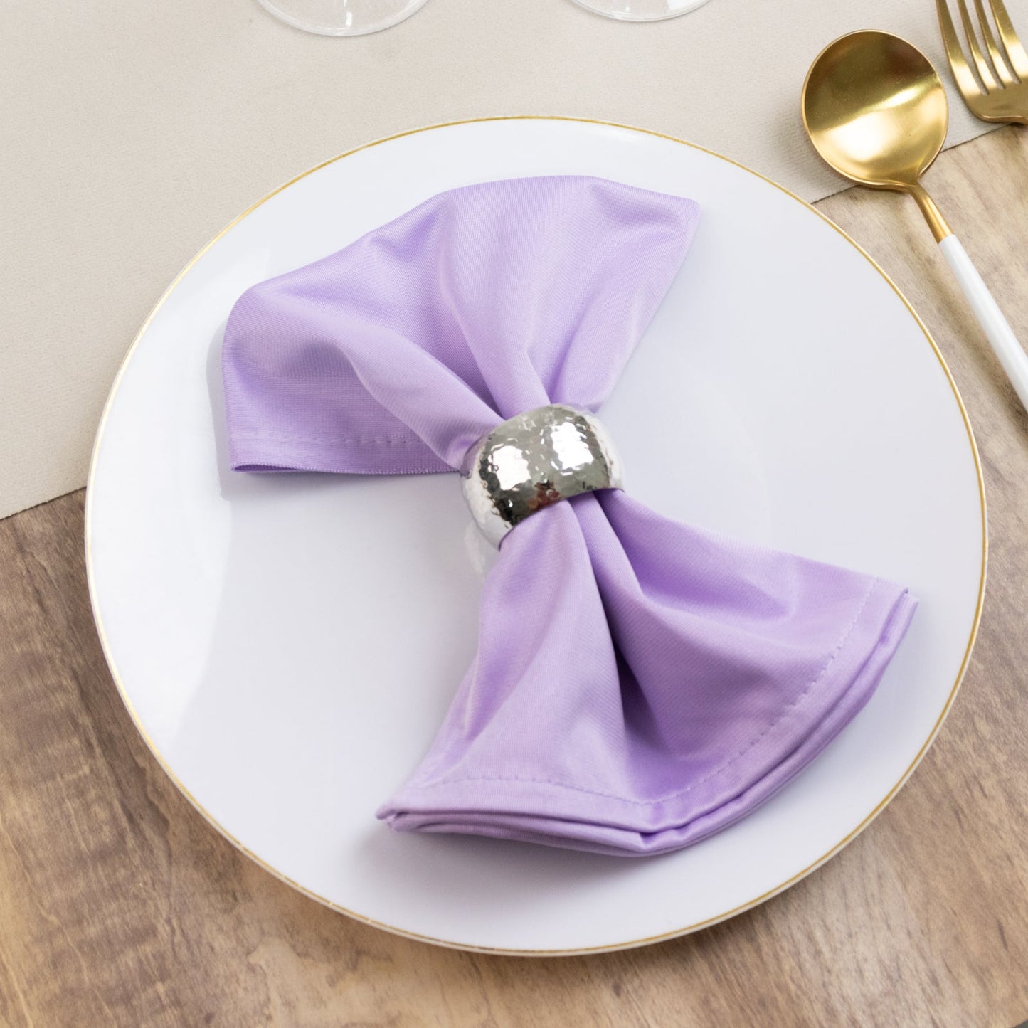 5 Pack Lavender Lilac Scuba Napkins â€“ 17"x17", Wrinkle-Free & Stain Resistant Cloth Napkins