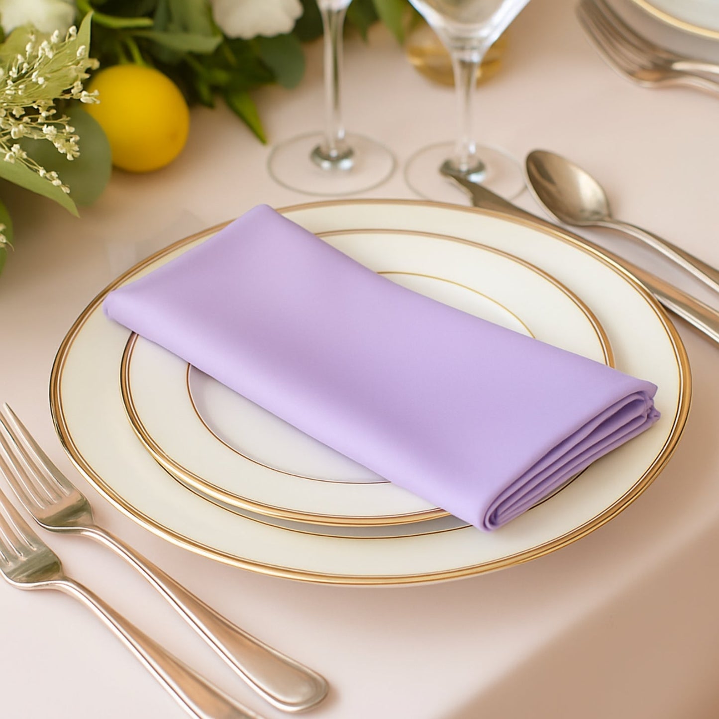 5 Pack Lavender Lilac Scuba Napkins â€“ 17"x17", Wrinkle-Free & Stain Resistant Cloth Napkins