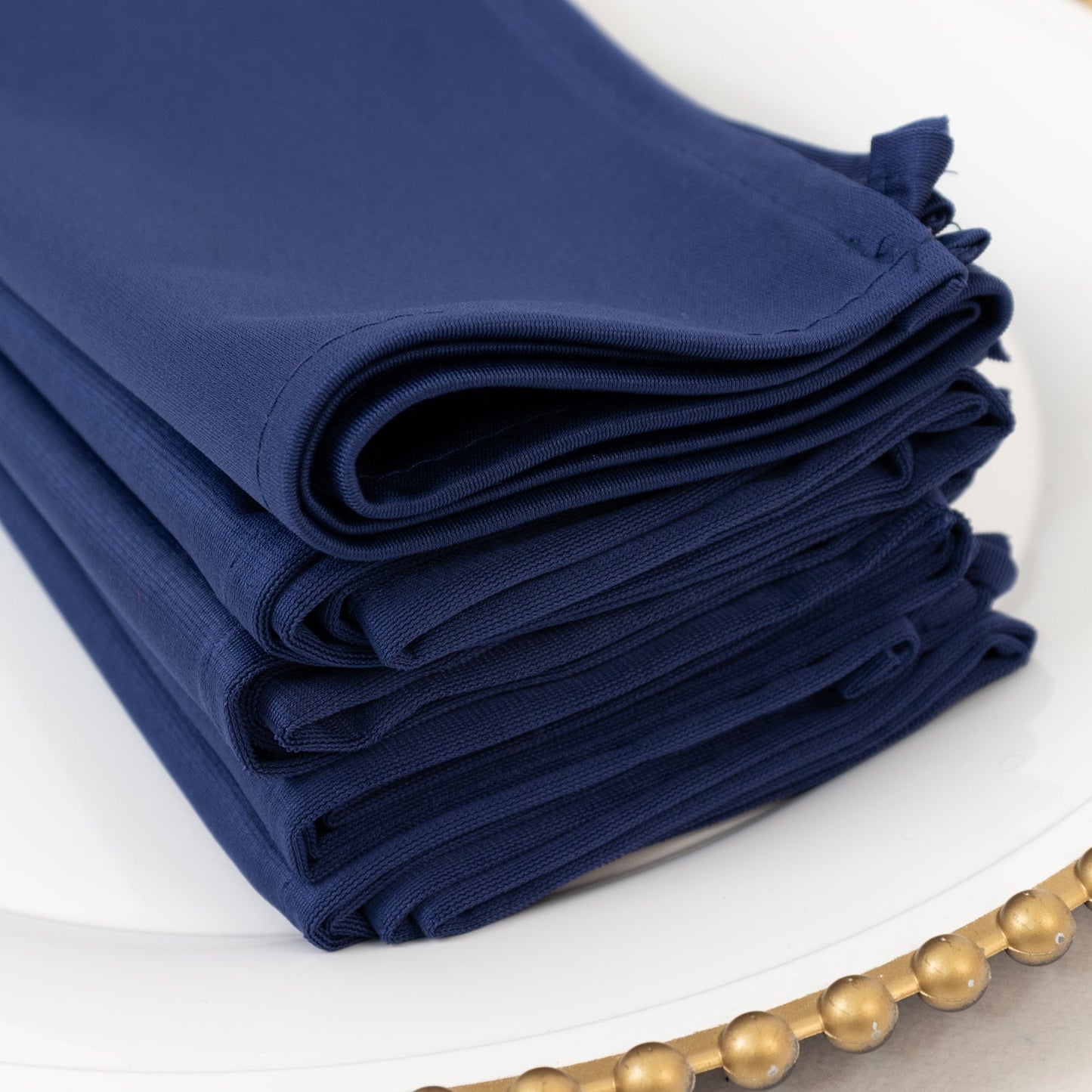 5 Pack Navy Blue Scuba Napkins â€“ 17"x17", Wrinkle-Free & Stain Resistant Cloth Napkins