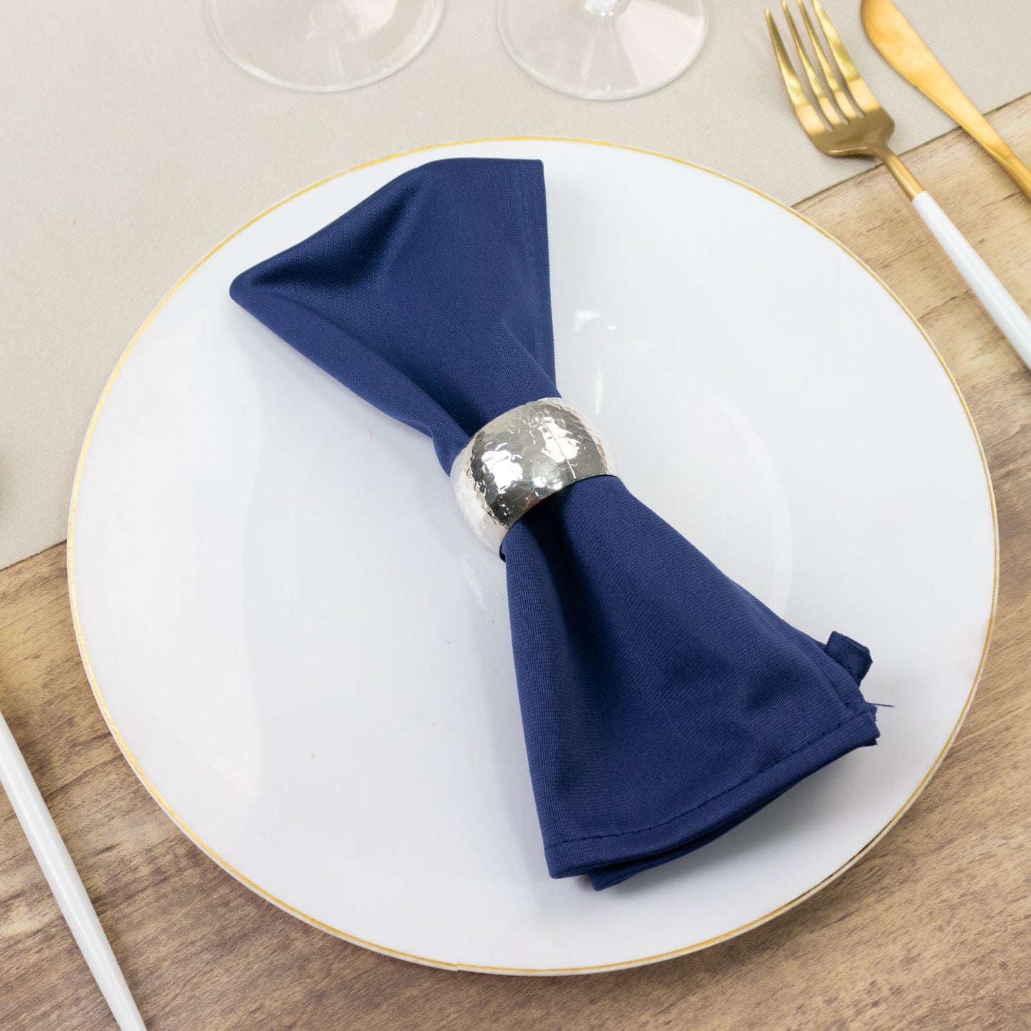 5 Pack Navy Blue Scuba Napkins â€“ 17"x17", Wrinkle-Free & Stain Resistant Cloth Napkins