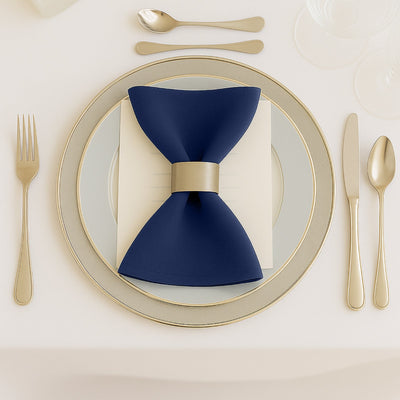 5 Pack Navy Blue Scuba Napkins â€“ 17"x17", Wrinkle-Free & Stain Resistant Cloth Napkins