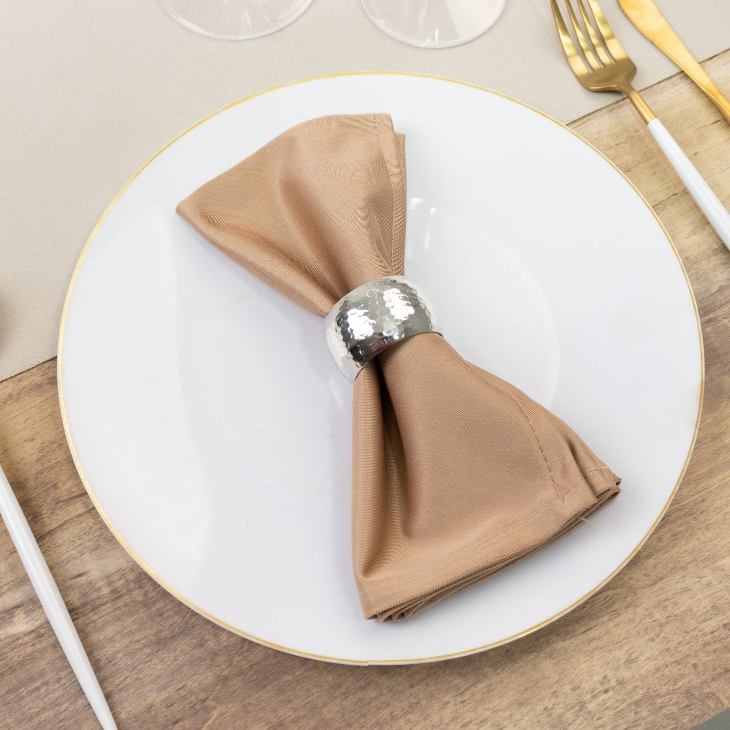 5 Pack Nude Scuba Napkins â€“ 17"x17", Wrinkle-Free & Stain Resistant Cloth Napkins