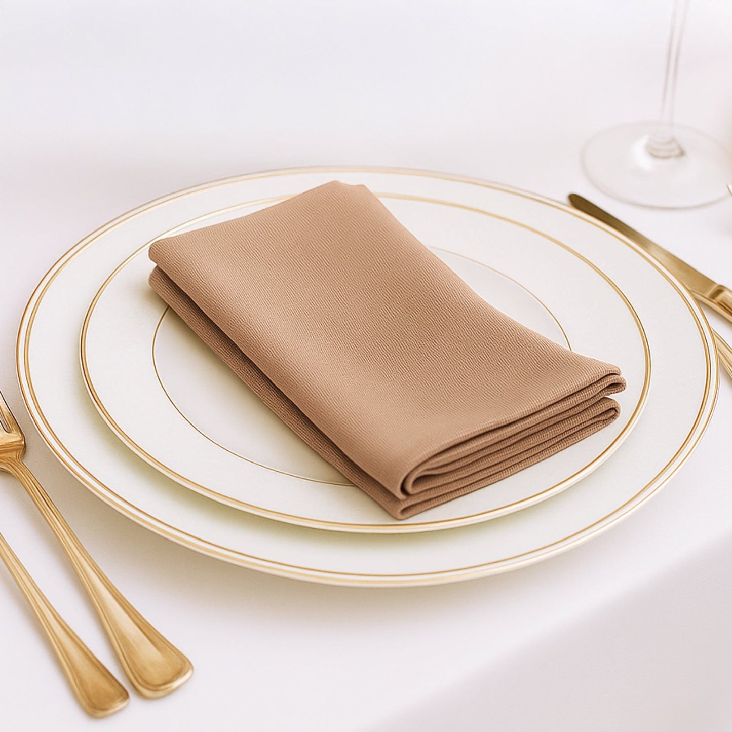 5 Pack Nude Scuba Napkins â€“ 17"x17", Wrinkle-Free & Stain Resistant Cloth Napkins