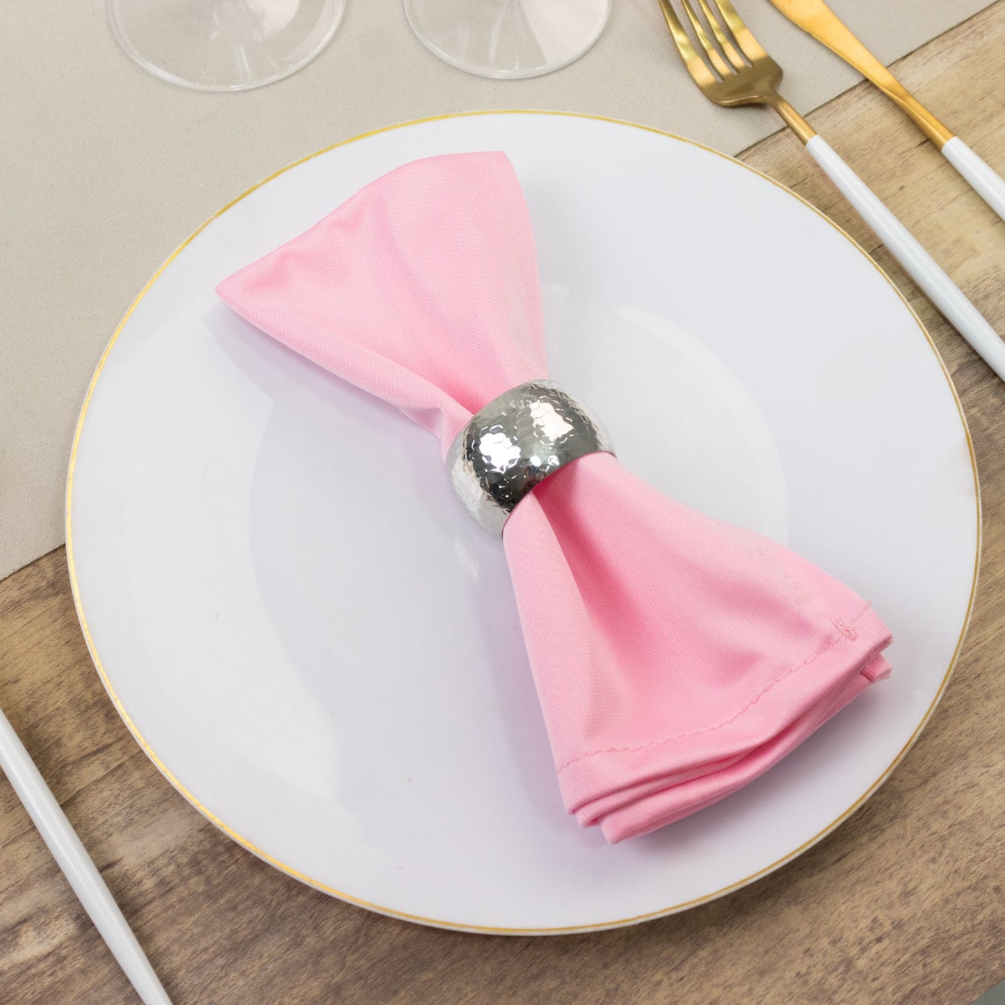 5 Pack Pink Scuba Napkins â€“ 17"x17", Wrinkle-Free & Stain Resistant Cloth Napkins