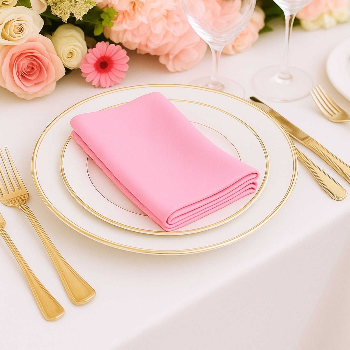 5 Pack Pink Scuba Napkins â€“ 17"x17", Wrinkle-Free & Stain Resistant Cloth Napkins