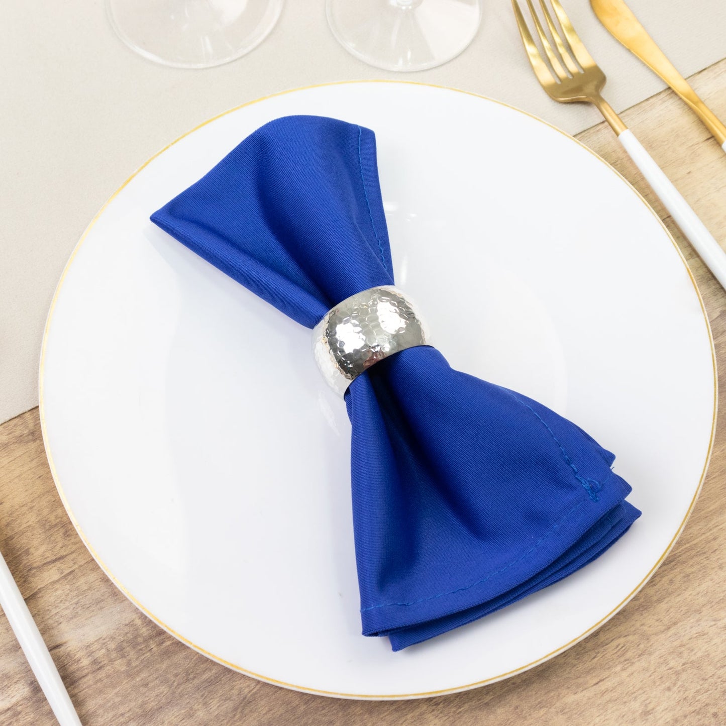 5 Pack Royal Blue Scuba Napkins â€“ 17"x17", Wrinkle-Free & Stain Resistant Cloth Napkins