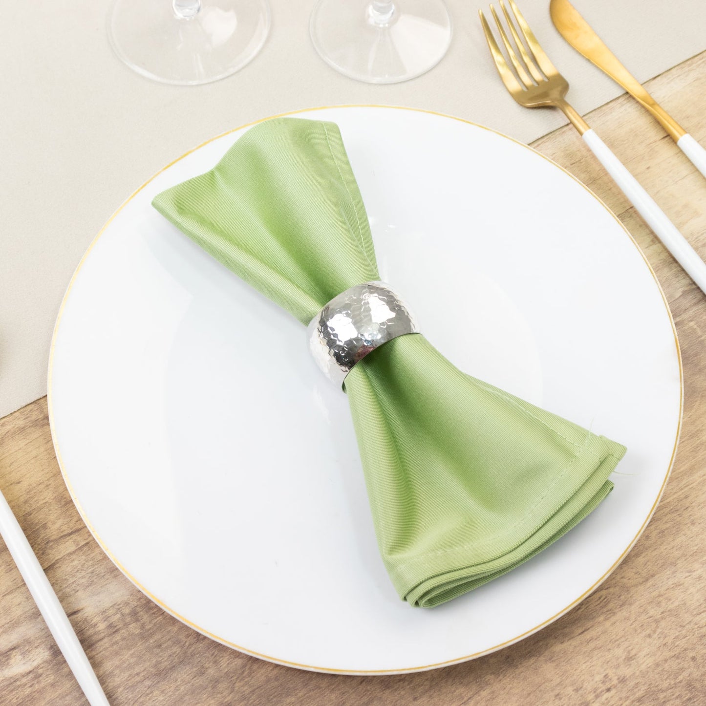 5 Pack Sage Green Scuba Napkins â€“ 17"x17", Wrinkle-Free & Stain Resistant Cloth Napkins