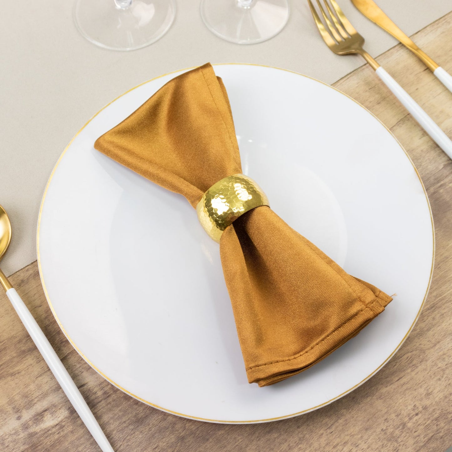 5 Pack Shimmer Gold Scuba Napkins â€“ 17"x17" Wrinkle-Free & Stain-Resistant Cloth Table Napkins