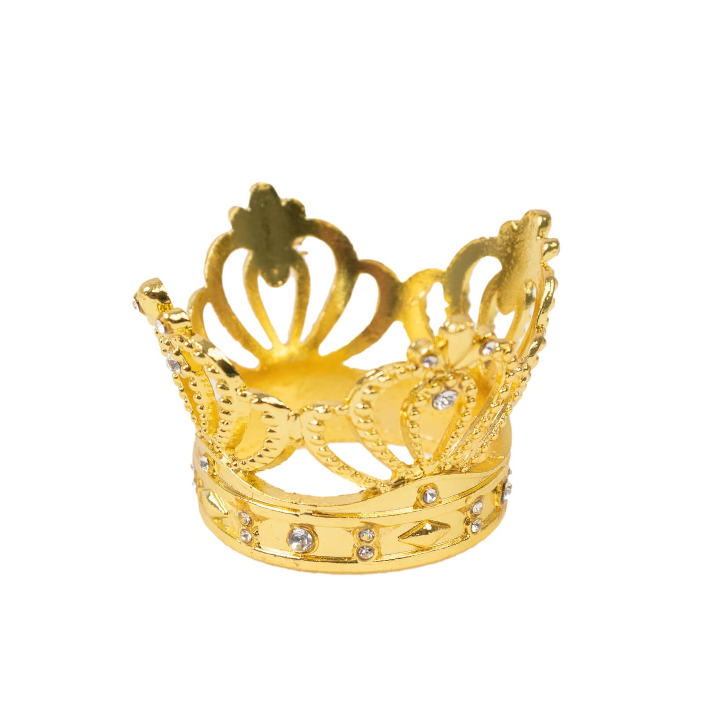4 Pack Metallic Gold Crown Rhinestone Napkin Rings, Royal Bling Napkin Holders