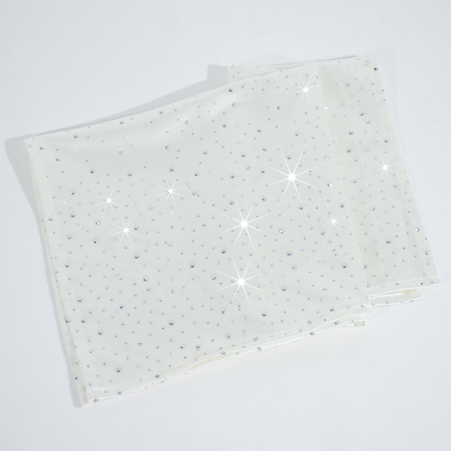 5-Pack Pearl White Scuba Polyester Napkins with Rhinestone Accents â€“ 20"x20" Wrinkle-Free Reusable Cloth Napkins