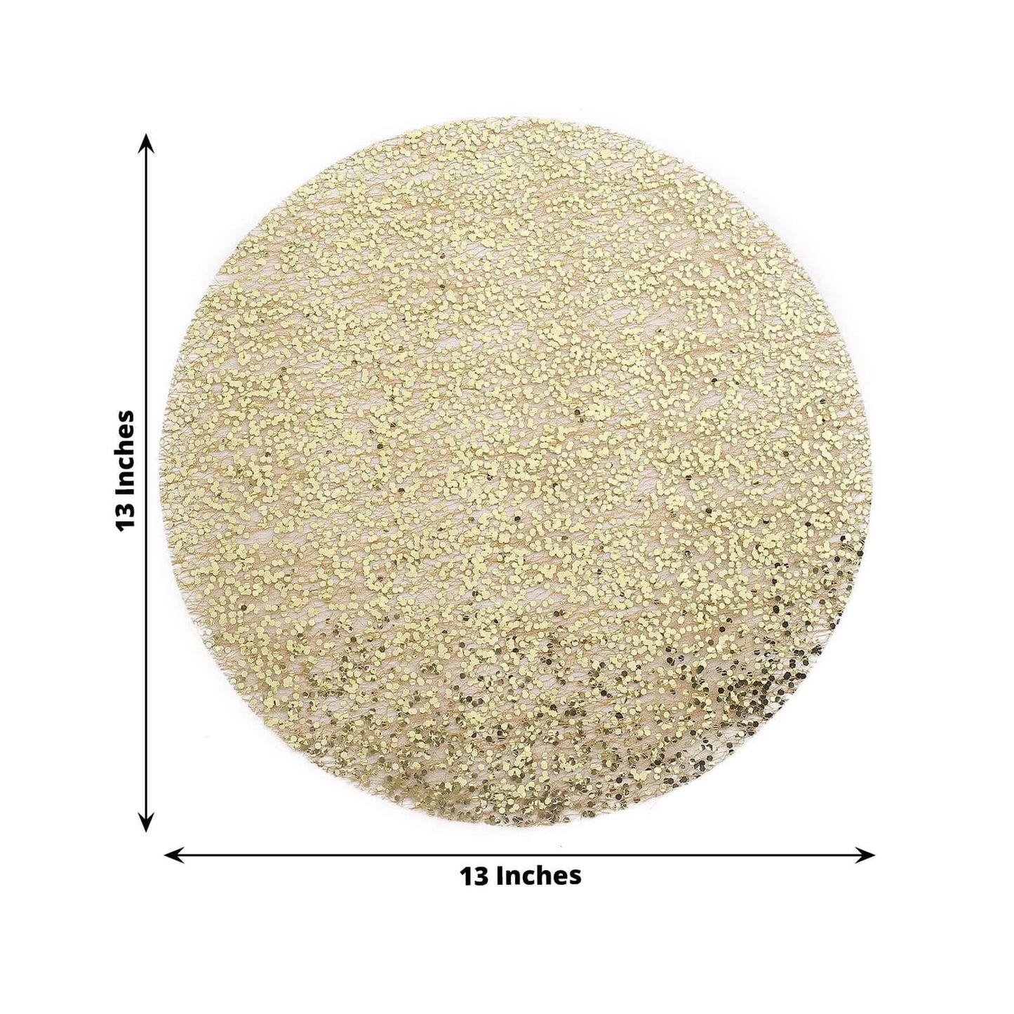 50-Pack Table Placemats Sequin Design Metallic Gold Round - Mesh Disposable Dust-Free Dining Mats 13"