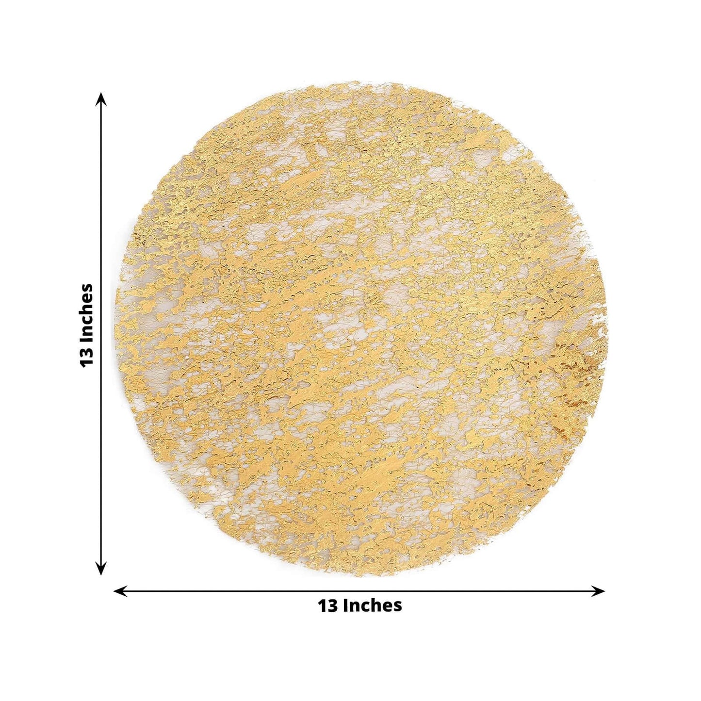 50-Pack Table Placemats Foil Design Metallic Gold Round - Mesh Disposable Shiny Dining Mats 13"