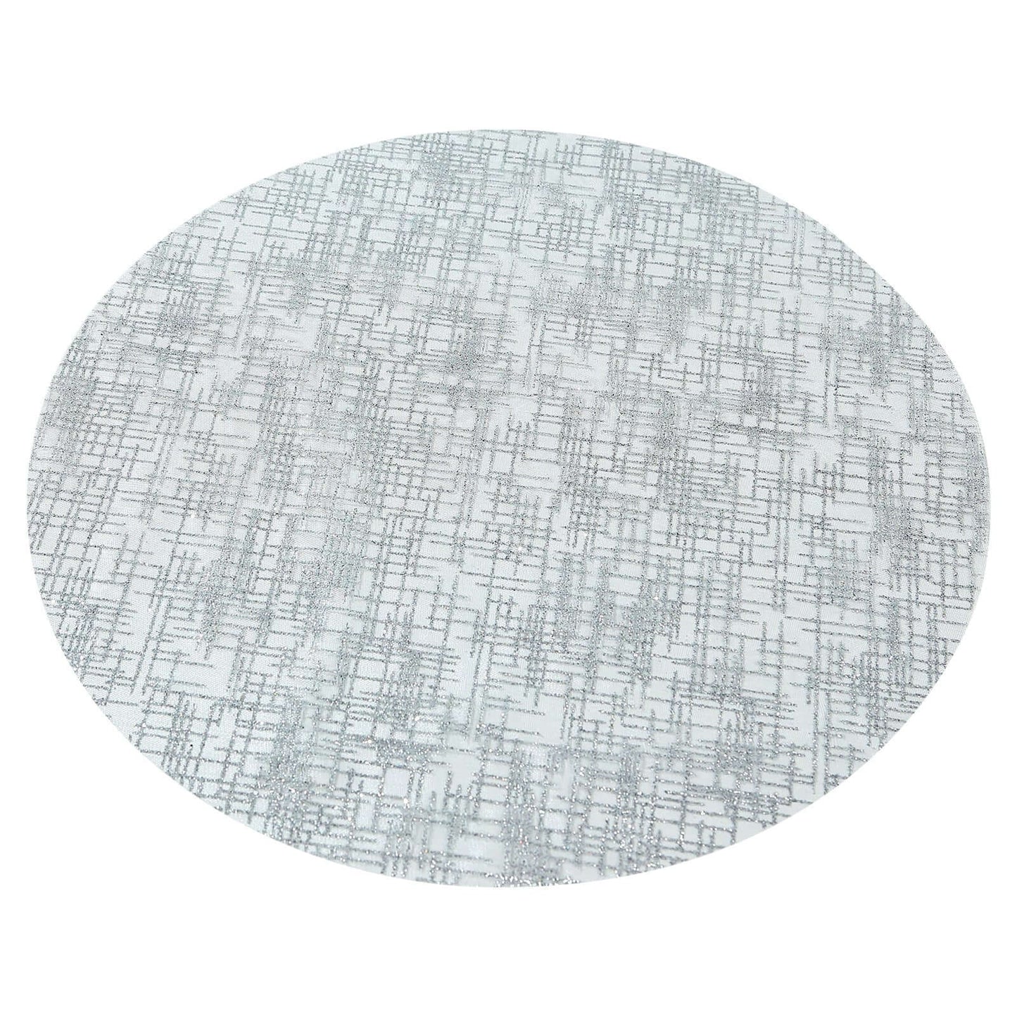 50-Pack Table Placemats Glitter Design Metallic Silver Round - Mesh Polyester Disposable Mats 13"