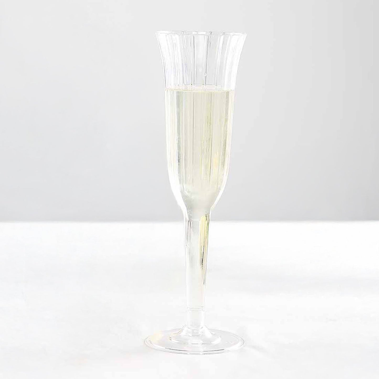 24-Pack Plastic Champagne Flutes Clear Flared Design - Lightweight Disposable Toasting Glasses 6oz