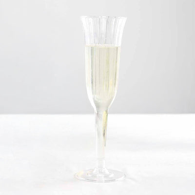 24-Pack Plastic Champagne Flutes Clear Flared Design - Lightweight Disposable Toasting Glasses 6oz