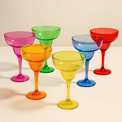 48-Pack 12oz Plastic Margarita Glasses - Assorted Colors, Reusable Cocktail Cups for Parties, Fiesta & Frozen Drinks