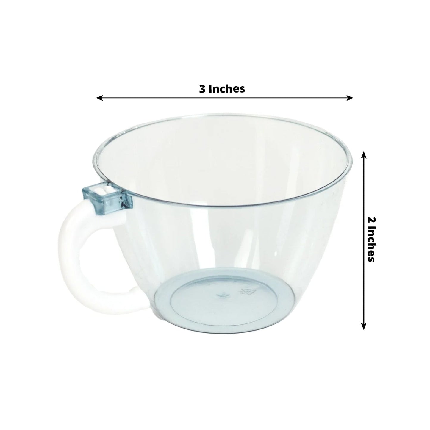 25-Pack Disposable Plastic Coffee Cups with Handles - 6oz Transparent Dusty Blue Hard Tea Mugs for Hot Beverages